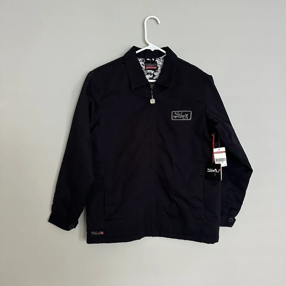 Quicksilver Black Full Zip Jacket Boys M Pockets Polyester Slightly‎ With Tags